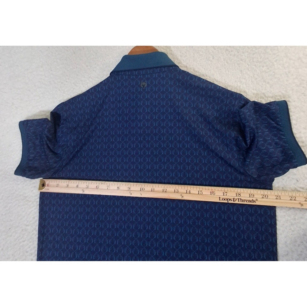 Greyson Geometric Polo Shirt Men's Small Blue Wolf Performance Golf Stretch - Picture 8 of 9